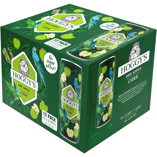 Hoggys Dry Apple 0.355l 4.5% 12-pack