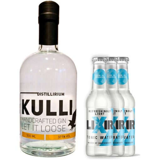 KULLI Gin 37,5% 500ml+3 x Lixir tonic